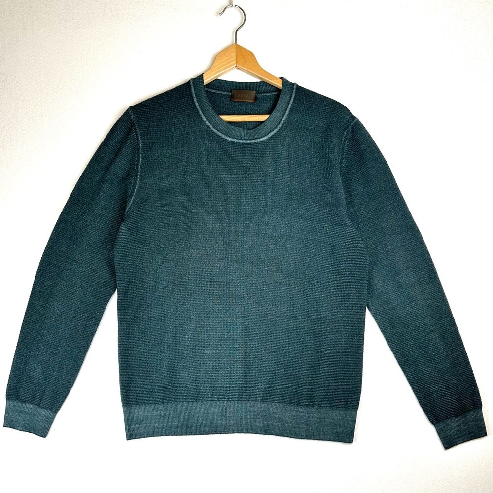 Altea Crew‎ Neck Ribbed Knit Lightweight Sweater Luxury Made in Italy